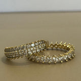 טבעת ציפוי זהב משובצת יהלומים בעיצוב שיניים