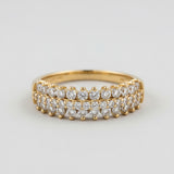 טבעת ציפוי זהב שתי שורות זירקונים שיניים