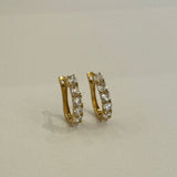 עגילי זהב חישוק משובצים קלאסיים