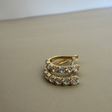 עגילי זהב חישוק משובצים קלאסיים