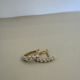 עגילי זהב חישוק משובצים קלאסיים