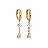 עגילי חישוק נופלים זהב 14K מעוצבים משובצים