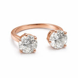 טבעת זהב 14K פתוחה עם שני יהלומי מעבדה 2 קראט