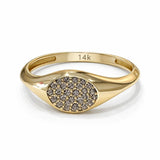 טבעת זהב 14K משובצת זירקונים אובלית