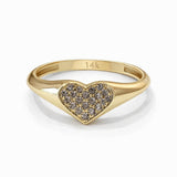 טבעת זהב 14K לב משובץ זירקונים