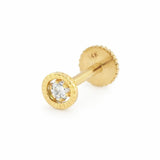 פירסינג זהב 14 קראט – מסגרת חיתוכי לייזר עם זרקון קטן