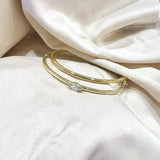 צמיד בנגל כסף / ציפוי זהב מרקיזה משובץ זרקונים