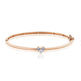 צמיד בנגל כסף / ציפוי זהב לב משובץ זרקונים