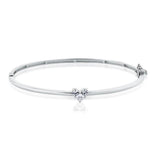 צמיד בנגל כסף / ציפוי זהב לב משובץ זרקונים