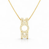 שרשרת זהב עם תליון MOM משובץ