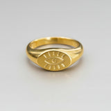 טבעת בציפוי זהב חותם בעיצוב עין