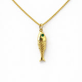 שרשרת זהב 14K דג משובץ זרקון ירוק