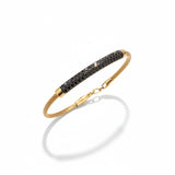 צמיד זהב קשיח 14K משובץ יהלומים שחורים טבעיים (0.90CT)