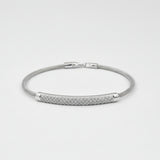 צמיד זהב לבן קשיח 14K משובץ יהלומים טבעיים