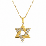 שרשרת זהב 14K מגן דוד משובץ זירקונים
