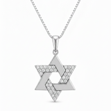 שרשרת זהב 14K מגן דוד משובץ זירקונים